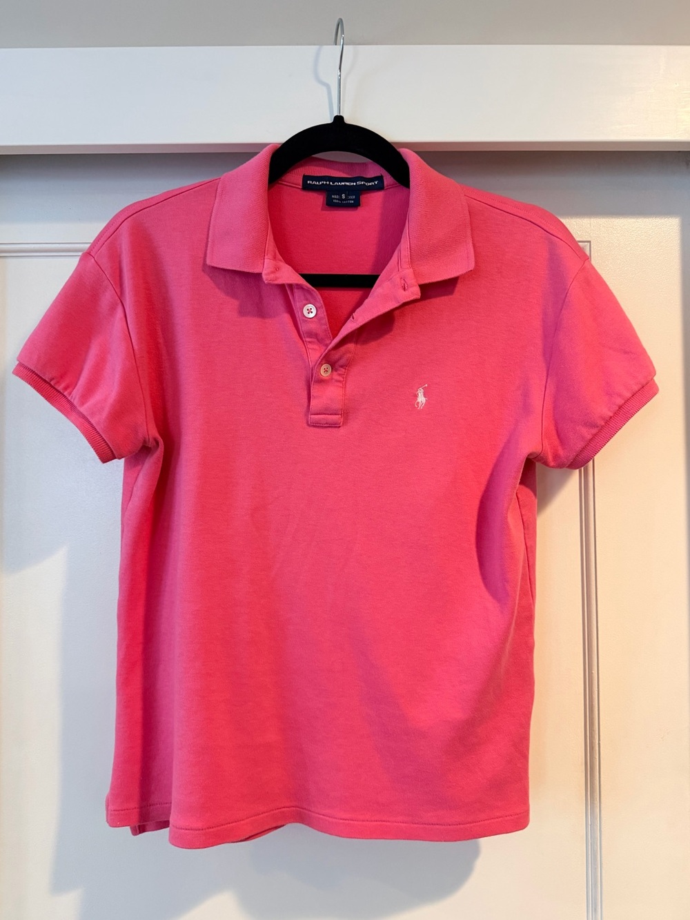EUC Ralph Lauren Pink Women’s Polo Shirt w/ White Logo Size Small
